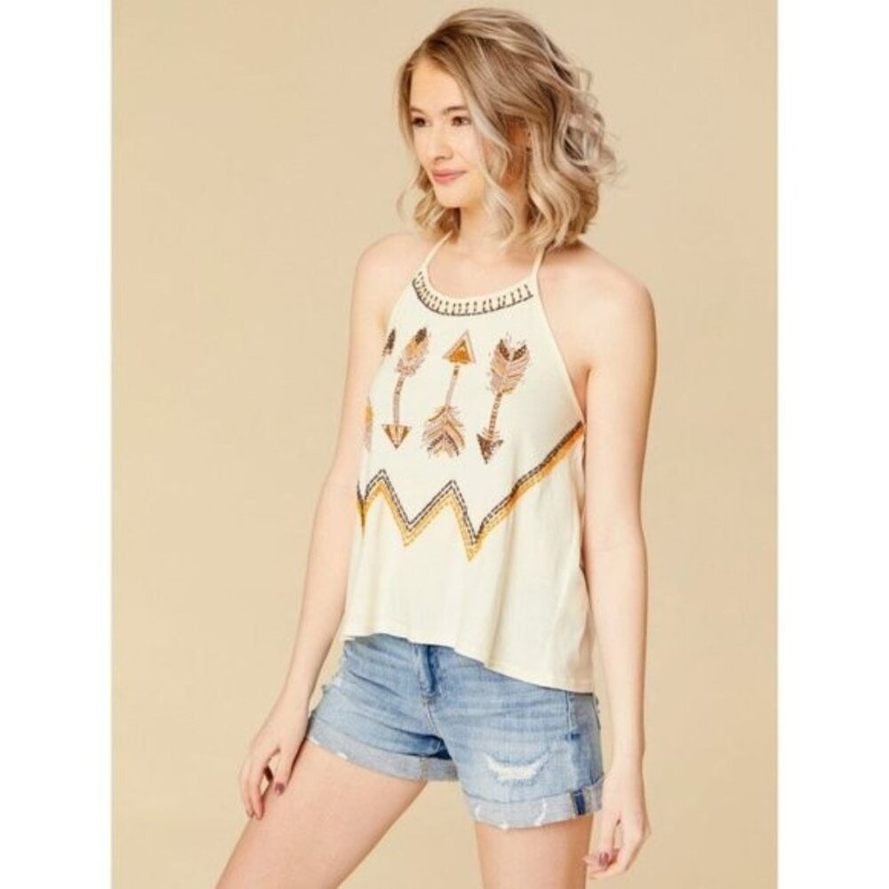 Altar'd State Tribal Beaded Halter Top M